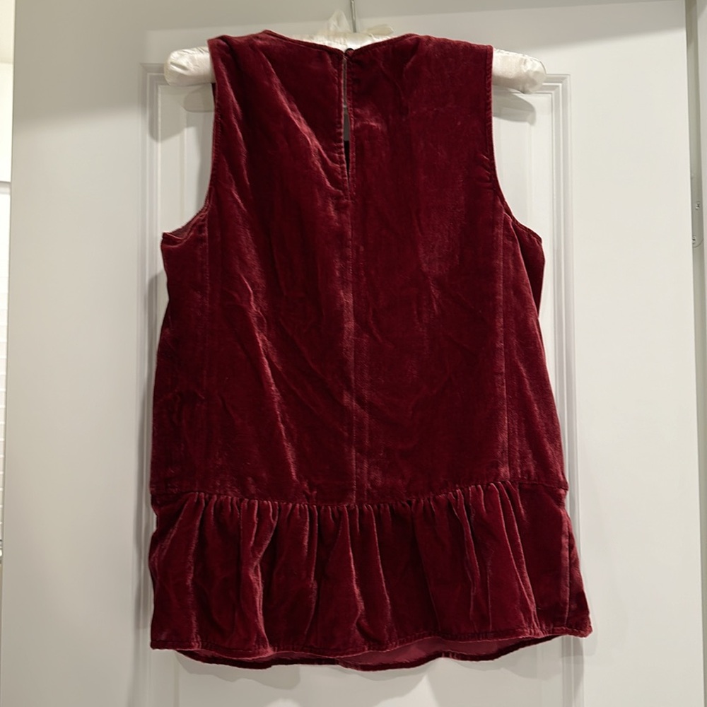 J. Crew Red Velvet Top - Picture 2 of 3